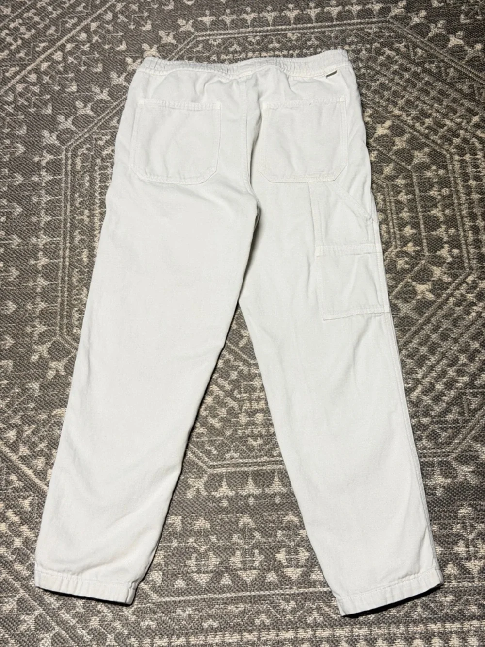 Zara cream Cropped Elastic-Waist Ankle Pants 75%cotton 25%linen.